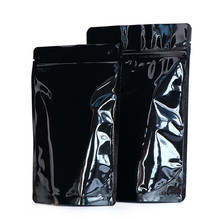 Bolsa Ziplock de aluminio negro brillante, bolsa de embalaje de café y té, bolsa de aluminio negra con cremallera, venta al por mayor 2024 - compra barato