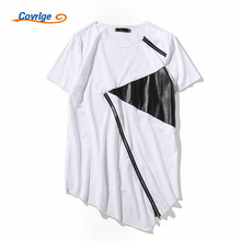 Covrlge 2018 Short Sleeve T Shirt Men Zipper T Shirts Slim T-shirt Hip Hop Tshirt Streetwear Funny T Shirts Summer Top MTS515 2024 - buy cheap