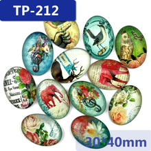 ZEROUP 30*40mm oval glass cabochon pictures mixed pattern fit base setting for jewelry embellishment flatback 10pcs/lot 2024 - buy cheap