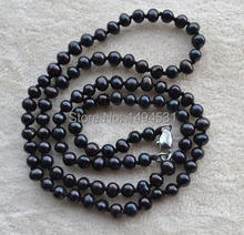 Collar de perlas de agua dulce para mujer, joyería de moda hecha a mano, Color negro, 4-4,5mm, 18 pulgadas, venta al por mayor 2024 - compra barato