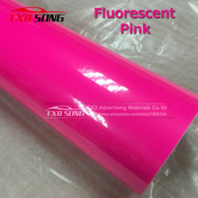 New Arrival Glossy Fluorescent Pink Car Vinyl Film With air free bubble Fluorescent Vinyl Sticker With 3 Layers By free shipping 2024 - buy cheap