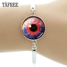 Tafree prata cor redonda mau olho pulseiras nova moda única pulseira & pulseira arte imagem cúpula de vidro jóias das mulheres dos homens ey162 2024 - compre barato