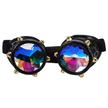C.F.GOGGLE Vintage Style Colourful Lens Punk Glasses Kaleidoscope Rainbow Crystal Lenses Steampunk Goggles 2024 - buy cheap