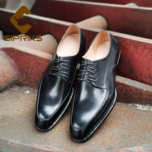 Sipriks Imported Italy Calf Leather Dress Shoes Boss Mens Business Office Goodyear Welted Shoes Elegant Black Gents Suits 45 46 2024 - buy cheap