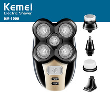 Электрическая бритва Kemei 5 в 1 для мужчин, триммер для волос в носу, моющаяся 4D плавающая головка для бритья, триммер для бороды, бритва для носа, резак для волос 2024 - купить недорого