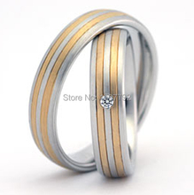 top quality custom made  titanium matching engagement wedding rings pair for couples gold color jewelry 2024 - buy cheap