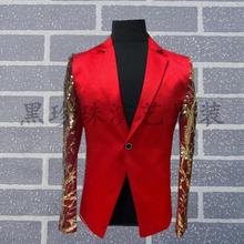 Trajes rojos nuevos para hombre, diseños para hombre, Terno, trajes de escenario para cantantes, blazer hombre lentejuelas, Ropa de baile, vestido de chaqueta con estilo 2024 - compra barato