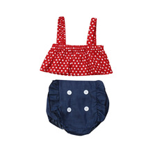 Summer Newborn Infant Baby Girls Outfit Clothes Polka Dot Tops+ Short Pants Set 2024 - buy cheap