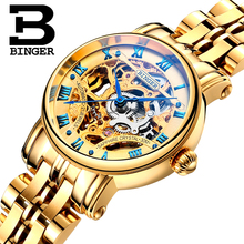 BINGER-relojes de lujo para mujer, pulsera mecánica de doble esqueleto, zafiro, acero inoxidable, B-5066L3 2024 - compra barato
