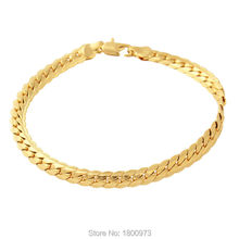 . Gold Folled Plated Bracelet for Men Jewelry Gift Wholesale New Trendy 6MM Wide Chain & Link Bracelet Free shiiping 2024 - buy cheap