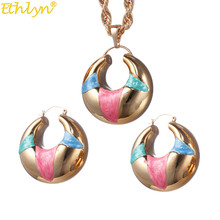 Ethlyn-Conjunto de joyería de Color dorado para mujer, pendientes de collar con pedante de aro, estilo africano tradicional, regalo de compromiso, Nigeria, S114 2024 - compra barato