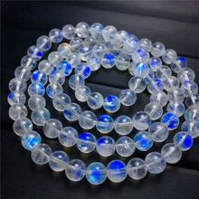 Pulseira de cristal de luz azul com 3 linhas pedra de lua natural aaaa 5.5mm 2024 - compre barato