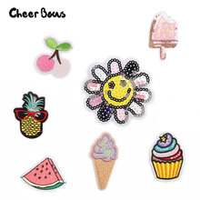 10pcs Iron-On Shiny Patches Sunflower Ice-cream Embroidered Patches DIY Sewing 3D Appliques For Clothing Sticker Decor Patches 2024 - buy cheap