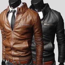 2018 Men PU Leather Jacket Long Standing Collar Motorcycle Coat Brand Mens Jackets Overcoat Men Leather Jackets Male Outwear 2024 - buy cheap