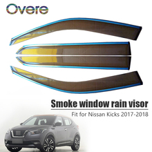 Overe-novo conjunto de viseira de chuva para janela de fumaça, acessórios automotivos com defletores de sol, para nissan chute 2017, 2018 2024 - compre barato