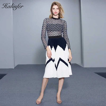 Halinfer 2018 New summer women dress sexy bodycon O-neck Mesh Pleated Royon celebrity party dress Top Quality 2024 - buy cheap