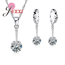 New Fashion Design Bow With Shinny Round Austrian Crystal Pendants Women Necklace & Earrings 925 Sterling Silver Jewelry Set 2024 - buy cheap