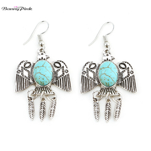 Banny Pink Indian Stone Dangle Earrings For Women Ethnic Eagle Drop Earrings Vintage Peace Bird Tassel Earrings Tribal Earrings 2024 - buy cheap