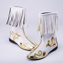 Botas de baile nacional chino con borlas, 3 colores, zapatos de mongolia, cosplay de sun wukong 2024 - compra barato