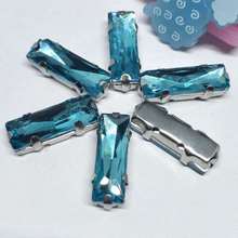 Turquoise blue Straight Strip Crystal Glass Sewing Rhinestones with claw DIY Women's Shose and Wedding Dresses Ornament Costume 2024 - buy cheap