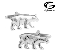 iGame Bear Cuff Links Silver Color Novelty Animal Design Free Shipping 2024 - buy cheap