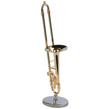 TSAI мини-тромбон с подставкой, музыкальные инструменты, мелкая позолота, ремесло, миниатюрный тромбон, украшение для дома, новинка 2024 - купить недорого