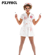 Women Nurse Sexy Cosplay Costume Halloween Party Wear White Scary Blood Role Play Games Zombie Disguise Fancy Female Dress Adult 2024 - buy cheap