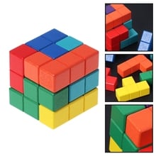 Novelty Toys Tetris Magic Cube Multi-color 3D Wooden Puzzle Educational Brain Teaser Game IQ Tester Kids Gifts 2024 - buy cheap