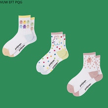 Meias de algodão coloridas com desenhos animados, meias felizes para meninas, presente de natal, estilo amor 2024 - compre barato