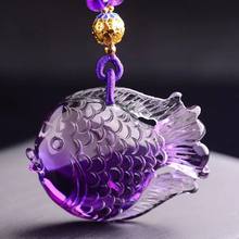 Wholesale Purple Natural Crystal Pendants Fine Hand Carved Blessing Fish Pendant Sweater Chain Necklace for Women Men Jewelry 2024 - buy cheap