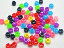 Cuentas de barril redondo acrílico para manualidades de niños, 100 Uds., varios colores, pulsera Kandi, 8x6mm 2024 - compra barato