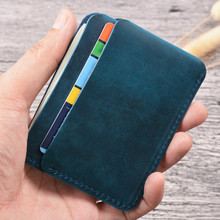 Crazy Horse Real Cowhide Genuine Leather Retro Casual Slim Portable Front Pocket Wallet Business Credit Card Holder Handmade 2024 - buy cheap