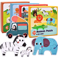 6 in 1 Kids Wood Puzzles Set Early Education Cartoon Cognitive Assemble Toy Learning Educational Puzzle Toys For Children Gifts 2024 - buy cheap