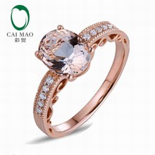 CaiMao 18KT/750 Rose Gold 1.68 ct Natural Morganite & 0.10ct Round Cut Diamond Engagement Gemstone Ring Jewelry 2024 - buy cheap