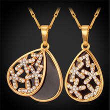 New Gold Color Black Enamel Sliding Cover Rhinestone Choker Necklace Pendant Fashion Jewelry Gift For Women MGC P736 2024 - buy cheap
