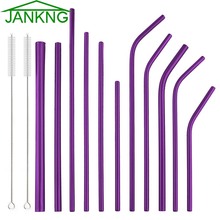 JANKNG-pajilla de Metal de color púrpura, sorbetes reutilizables de 12mm de acero inoxidable 304, taza de vidrio doblada, Pajita para beber, logotipo, 2 uds. 2024 - compra barato