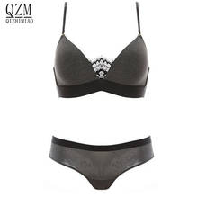 QIZHIMIAO No Rims Sexy Lace Eyelash Bra Set For Women Push Up B C Cup WireFree Seamless VS Bra And Panties Briefs Lingerie Set 2024 - buy cheap