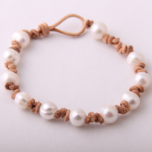MOODPC-brazalete de perlas para mujer, brazalete de perlas de agua dulce, pulsera con nudo, joyería de perlas 2024 - compra barato