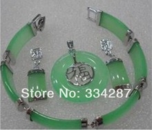 Fashion  Jewellery Sets silver plated  green stone   Necklace Bracelet earring pendant 2024 - buy cheap