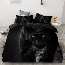 Jogo de cama personalizado com estampa 3d, edredon e capa de edredon/colcha/cobertor, roupas de cama de pantera preta animal 2024 - compre barato