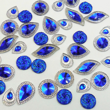 Círculo azul real de hojas colgantes para coser, piedras y cristales, diamantes de imitación para coser, Decoraciones nupciales de boda, Strass de cristal 2024 - compra barato