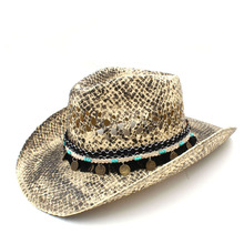 9 Women Men Straw Western Cowboy Hat Handmade Weave Lady Dad Sombrero Hombre Cowgirl Jazz Caps Bohemian Tassel Band Size 56-58CM 2024 - buy cheap