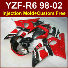 Conjunto de carenagem 65 d6 preto e vermelho para yamaha, conjunto de peças para carenagem yzf r6 98-02 yzf r6 1998 1999 2000 2001 2002 2024 - compre barato