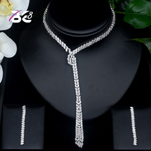 Be 8 design geométrico de luxo, colar feminino com design geométrico, zircônia cúbica aaa, casamento de noiva, conjunto de joias de casamento 2 peças s425 2024 - compre barato