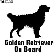 Tri Mishki HZX337# 15*15.3cm Golden Retriever on board car sticker auto funny car stickers 2024 - buy cheap