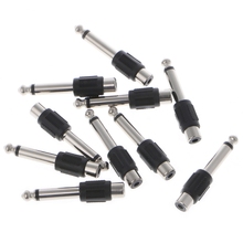 10 Pcs RCA Female Jack To 6.35mm 1/4" Male Mono Plug Audio Adapter Connector 2024 - buy cheap
