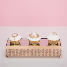 Bandeja rectangular dorada para pastel, plato de cristal para cupcakes, accesorio para boda pastel, herramientas de decoración de fiesta para postre 2024 - compra barato