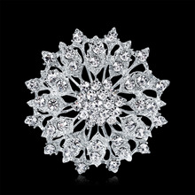 Silver Color Crystal Rhinestone Brooches for Women Flower Brooch Pin Fashion Dress Coat Accessories Elegant Wedding Jewelry Gift 2024 - buy cheap