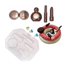 Molde de chocolate de plástico duro 3d, conjunto de maquiagem estéreo em forma de fondant, faça você mesmo, ferramentas de decoração de bolo, acessórios de barra de doces de cozimento 2024 - compre barato