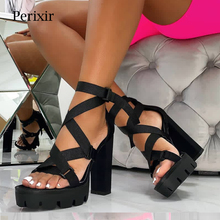 Perixir Women Sandals High Heel Shoes Block Heel Sandals Ankle Strap Square Heel Night Club Sandals Summer Fashion Ladies Shoes 2024 - buy cheap
